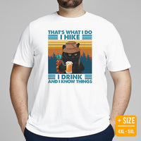 Camping & Hiking Shirt - Catshirt - Presents, Gift Ideas for Cat & Beer Lovers, Hikers - Happy Campers Tee Shirt - I Hike & I Drink T-Shirt - Men, Plus Size