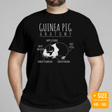 Guinea Pig Anatomy T-Shirt - Furry Potato Shirt - Cavy Whisperer & Lovers Shirt - Gift for Rodent Dad/Mom & Pet Owners - Zoology Tee - Black, Plus Size
