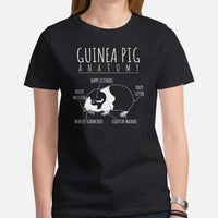 Guinea Pig Anatomy T-Shirt - Furry Potato Shirt - Cavy Whisperer & Lovers Shirt - Gift for Rodent Dad/Mom & Pet Owners - Zoology Tee - Black, Women