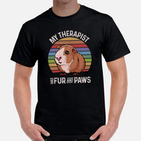 Guinea Pig T-Shirt - Furry Potato Shirt - My Therapist Has Fur & Paws Shirt - Cavy Whisperer Shirt - Gift for Rodent & Animal Lovers - Black, Men