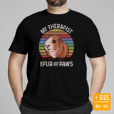 Guinea Pig T-Shirt - Furry Potato Shirt - My Therapist Has Fur & Paws Shirt - Cavy Whisperer Shirt - Gift for Rodent & Animal Lovers - Black, Plus Size