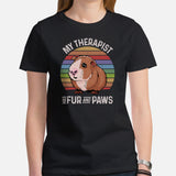 Guinea Pig T-Shirt - Furry Potato Shirt - My Therapist Has Fur & Paws Shirt - Cavy Whisperer Shirt - Gift for Rodent & Animal Lovers - Black, Women