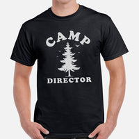 Happy Camper Shirt - Camping, Glamping Crew/Squad Shirt - Camp Director T-Shirt - Summer Vacation Vibes Tee - Gift for Nature Lover - Black, Men