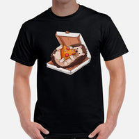 Hedgehog & Pizza T-Shirt - Porcupine Shirt - Foodie Shirt - Ideal Gift for Hedgie Dad/Mom & Pet Lovers - Rodent, Spiky Mammal Shirt - Black, Men