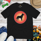 Heeler Dog Themed Clothes & Attire - Canine Tee Shirt For Humans - Gifts for Dog Lovers - Heelers 80s Retro Sunset Inspired T-Shirt - Black