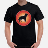 Heeler Dog Themed Clothes & Attire - Canine Tee Shirt For Humans - Gifts for Dog Lovers - Heelers 80s Retro Sunset Inspired T-Shirt - Black, Men