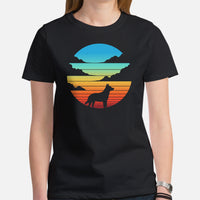 Heeler Dog Themed Clothes & Attire - Canine Tee Shirt For Humans - Gifts for Dog Lovers & Owners - Heelers Retro Sunset Themed T-Shirt - Black, Women