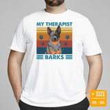 Heeler Dog Themed Clothes & Attire - Funny Canine Tee Shirt For Humans - Gifts for Dog Moms, Dads & Lovers - My Therapist Barks T-Shirt - White, Plus Size