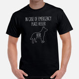 Heeler Dog Themed Clothes & Attire - Funny Canine Tee Shirt For Humans - Gifts for Dog Moms, Dads & Lovers - Place Heeler Here T-Shirt - Black, Men