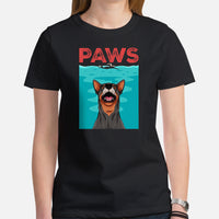 Heeler Dog Themed Clothes & Attire - Funny Canine Tee Shirt & Outfit For Humans - Gifts for Dog Lovers & Owners - The Paws T-Shirt - Black, Women