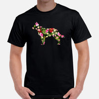 Heeler Dog Themed Clothes & Attire - Funny Canine Tee Shirt & Outfit For Humans - Gifts for Dog Lovers & Owners - Tropical Floral Shirt - Black, Men