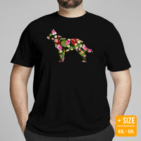 Heeler Dog Themed Clothes & Attire - Funny Canine Tee Shirt & Outfit For Humans - Gifts for Dog Lovers & Owners - Tropical Floral Shirt - Black, Plus Size