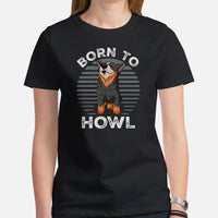 Heeler Dog Themed Clothes & Attire - Funny Canine Tee Shirt & Outfit For Humans - Gifts for Dog Moms, Dads & Lovers - Born To Howl Tee - Black, Women