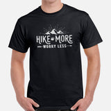 Camping & Hiking Shirt - Presents, Gift Ideas for Campers, Hikers, Nature Lovers - Happy Camper Tee Shirt - Hike More Worry Less T-Shirt Shirt - Black, Men
