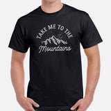Hiking Celestial Mountain Themed T-Shirt - Gift for Outdoorsy Camper & Hiker, Nature Lover, Wanderlust - Take Me To The Mountains Shirt - Black, Men