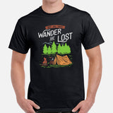 Hiking Retro Mountain Themed T-Shirt - Gift for Outdoorsy Camper & Hiker, Nature Lover, Wanderlust - Not All Who Wander Are Lost Shirt - Black, Men