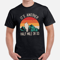 Hiking Retro Sunset Mountain Themed T-Shirt - Ideal Gift for Outdoorsy Camper & Hiker, Nature Lover - Another Half Mile Or So Shirt - Black, Men