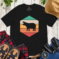 Hippo T-Shirt - Presents, Gift Ideas for Outdoorsmen, Hunters, Nature & Animal Lovers - Safari Squad Shirt - Vintage Hippopotamus T-Shirt - Black