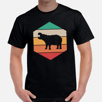 Hippo T-Shirt - Presents, Gift Ideas for Outdoorsmen, Hunters, Nature & Animal Lovers - Safari Squad Shirt - Vintage Hippopotamus T-Shirt - Black, Men