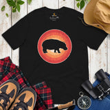 Hippopotamus Retro Aesthetic T-Shirt - Pygmy Hippo, River Horse, Semi-Aquatic Mammal Shirt - Ideal Gift for Hippo & Animal Lovers - Black