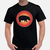 Hippopotamus Retro Aesthetic T-Shirt - Pygmy Hippo, River Horse, Semi-Aquatic Mammal Shirt - Ideal Gift for Hippo & Animal Lovers - Black, Men