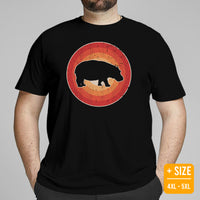 Hippopotamus Retro Aesthetic T-Shirt - Pygmy Hippo, River Horse, Semi-Aquatic Mammal Shirt - Ideal Gift for Hippo & Animal Lovers - Black, Plus Size