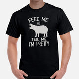 Hippopotamus T-Shirt - Pygmy Hippo, River Horse Shirt - Ideal Gift for Hippo & Wild Animal Lovers - Feed Me & Tell Me I'm Pretty Shirt - Black, Men