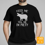 Hippopotamus T-Shirt - Pygmy Hippo, River Horse Shirt - Ideal Gift for Hippo & Wild Animal Lovers - Feed Me & Tell Me I'm Pretty Shirt - Black, Plus Size