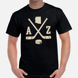 Hockey Game Outfit & Attire - Bday & Christmas Gift Ideas for Hockey Players & Goalies - Retro Arizona Hockey Emblem Fanatic T-Shirt - Black, Men