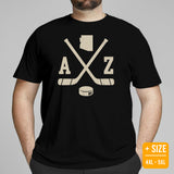 Hockey Game Outfit & Attire - Bday & Christmas Gift Ideas for Hockey Players & Goalies - Retro Arizona Hockey Emblem Fanatic T-Shirt - Black, Plus Size