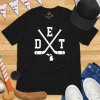 DET Shirt - Detroit T-Shirt - Michigan T-Shirt - Hockey Tee - Game Day Shirt - Hockey T-Shirt - Retro Hockey Shirt - Gift for Hockey Lover - Black