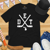 DET Shirt - Detroit T-Shirt - Michigan T-Shirt - Hockey Tee - Game Day Shirt - Hockey T-Shirt - Retro Hockey Shirt - Gift for Hockey Lover - Black