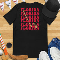 Hockey Game Outfit & Attire - Bday & Christmas Gift Ideas for Hockey Players & Goalies - Retro Florida Hockey Emblem Fanatic T-Shirt - Black