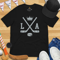 Hockey Game Outfit & Attire - Bday & Christmas Gift Ideas for Hockey Players & Goalies - Retro Los Angeles Hockey Emblem Fanatic Shirt - Black