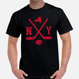 Hockey Game Outfit & Attire - Bday & Christmas Gift Ideas for Hockey Players & Goalies - Retro New York Hockey Emblem Fanatic Shirt - Black, Men