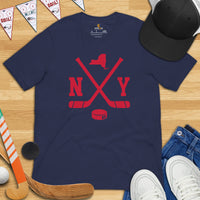 New York T-Shirt - NY Shirt - NYC Shirt - Hockey Tee - Ice Hockey T-Shirt - Game Day Shirt - Retro Hockey Shirt - Gift for Hockey Lover - Navy