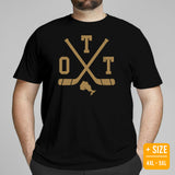 Hockey Game Outfit & Attire - Bday & Christmas Gift Ideas for Hockey Players & Goalies - Retro Ottawa Hockey Emblem Fanatic T-Shirt - Black, Plus Size