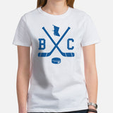 Hockey Game Outfit & Attire - Bday & Christmas Gift Ideas for Hockey Players & Goalies - Retro Vancouver Hockey Emblem Fanatic T-Shirt - White, Women