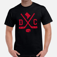 DC Shirt - Washington T-Shirt - WA Shirt - Hockey Shirt - Game Day Shirt - Retro Hockey Shirt - Gift for Hockey Player & Lover - DC T-Shirt - Black, Men