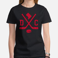DC Shirt - Washington T-Shirt - WA Shirt - Hockey Shirt - Game Day Shirt - Retro Hockey Shirt - Gift for Hockey Player & Lover - DC T-Shirt - Black, Women