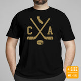 Hockey Game Outfit & Attire - Bday & Christmas Gift Ideas for Hockey Players & Goalies - Retro Anaheim Hockey Emblem Fanatic T-Shirt - Black, Plus Size
