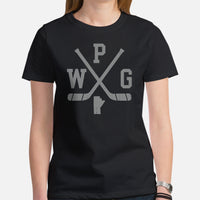 Winnipeg T-Shirt - Canada Shirt - Hockey Tee - Game Day Shirt - Ice Hockey Shirt - Vintage Hockey T-Shirt - Gift for Hockey Player & Lover - Black, Women
