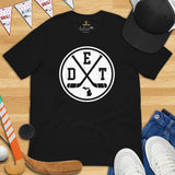 DET T-Shirt - Detroit T-Shirt - Michigan T-Shirt - Ice Hockey T-Shirt - Game Day Shirt - Gift for Hockey Player, Lover - Retro Hockey Shirt - Black