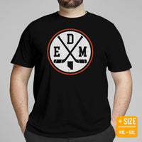 EDM T-Shirt - Edmonton T-Shirt - Canada Shirt - Game Day Shirt - Ice Hockey Shirt - Vintage Hockey T-Shirt - Gift for Hockey Player & Lover - Black, Plus Size