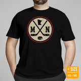 Minnesota T-Shirt - MN Shirt - Hockey Tee - Ice Hockey T-Shirt - Game Day Shirt - Retro Hockey Shirt - Gift for Hockey Lover - MN T-Shirt - Black, Plus Size
