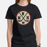 Minnesota T-Shirt - MN Shirt - Hockey Tee - Ice Hockey T-Shirt - Game Day Shirt - Retro Hockey Shirt - Gift for Hockey Lover - MN T-Shirt - Black, Women