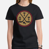 Hockey Game Outfit & Attire - Bday & Christmas Gift Ideas for Hockey Players & Goalies - Vintage Ottawa Hockey Emblem Fanatic T-Shirt - Black, Women