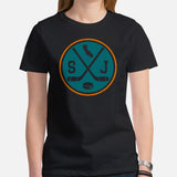 San Jose Shirt - California T-Shirt - CA T-Shirt - Ice Hockey Shirt - Game Day Shirt - Retro Hockey Shirt - Gift for Hockey Player & Lover - Black, Women