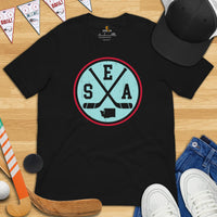 Seattle T-Shirt - Washington T-Shirt - Game Day Shirt - Ice Hockey T-Shirt - Retro Hockey Shirt - Gift for Hockey Player, Lover - SEA Shirt - Black
