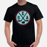 Seattle T-Shirt - Washington T-Shirt - Game Day Shirt - Ice Hockey T-Shirt - Retro Hockey Shirt - Gift for Hockey Player, Lover - SEA Shirt - Black, Men